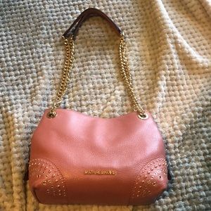 Michael Kors nude pink handbag with chain straps